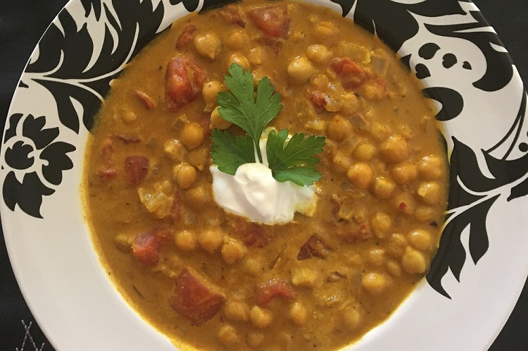 A bowl of Creamy Chickpea Curry made by the "Wow the Table" Sweepstakes winner.